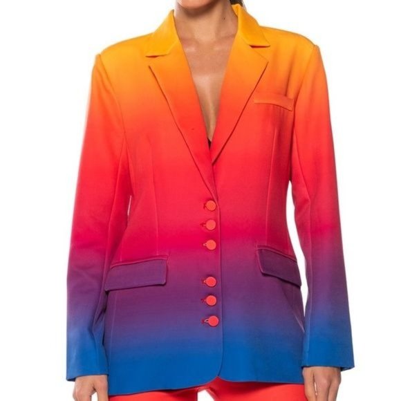 Callie Lives Pants - Callie Sunset Blvd Pantsuit: Ombre Blazer & Skinny Slacks: L 1X
